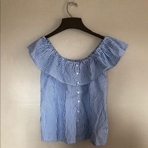 Atmosphere • Women’s off-the shoulder striped blouse with button detail